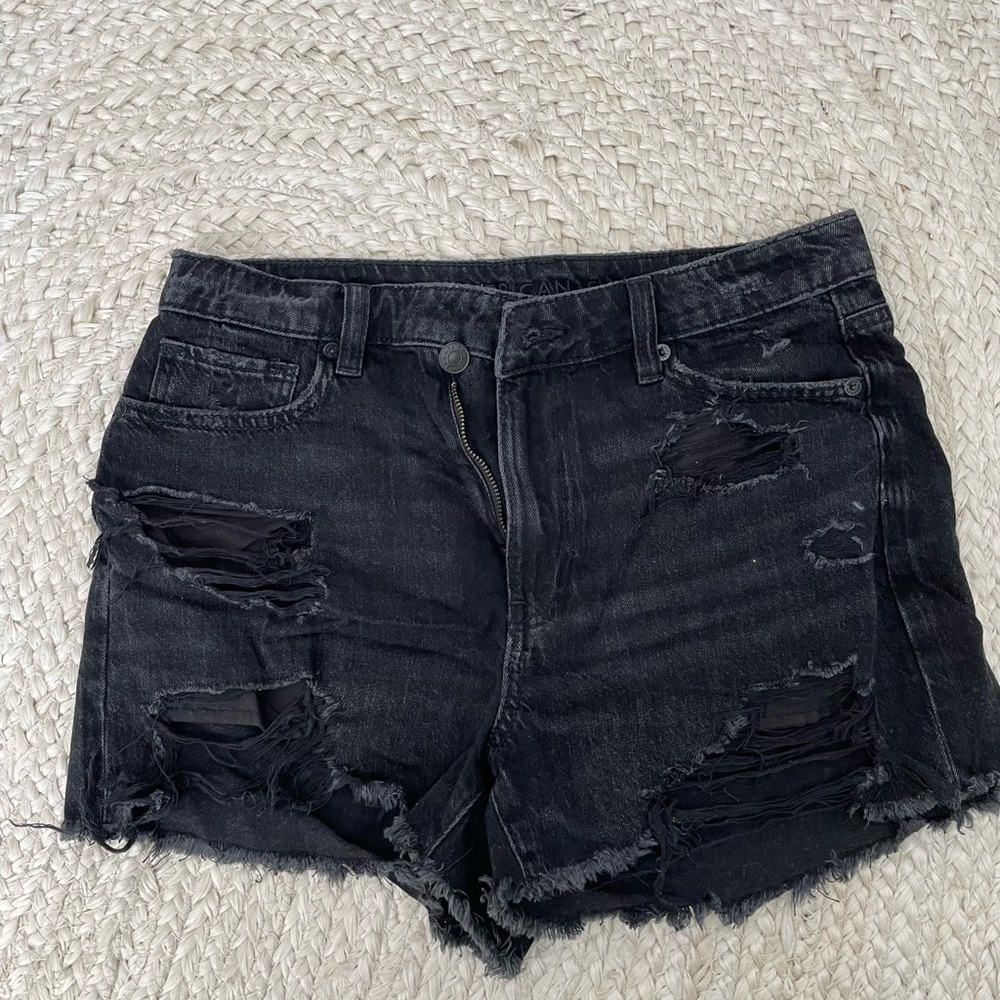 American Eagle Outfitters Black Ripped Jean Shorts